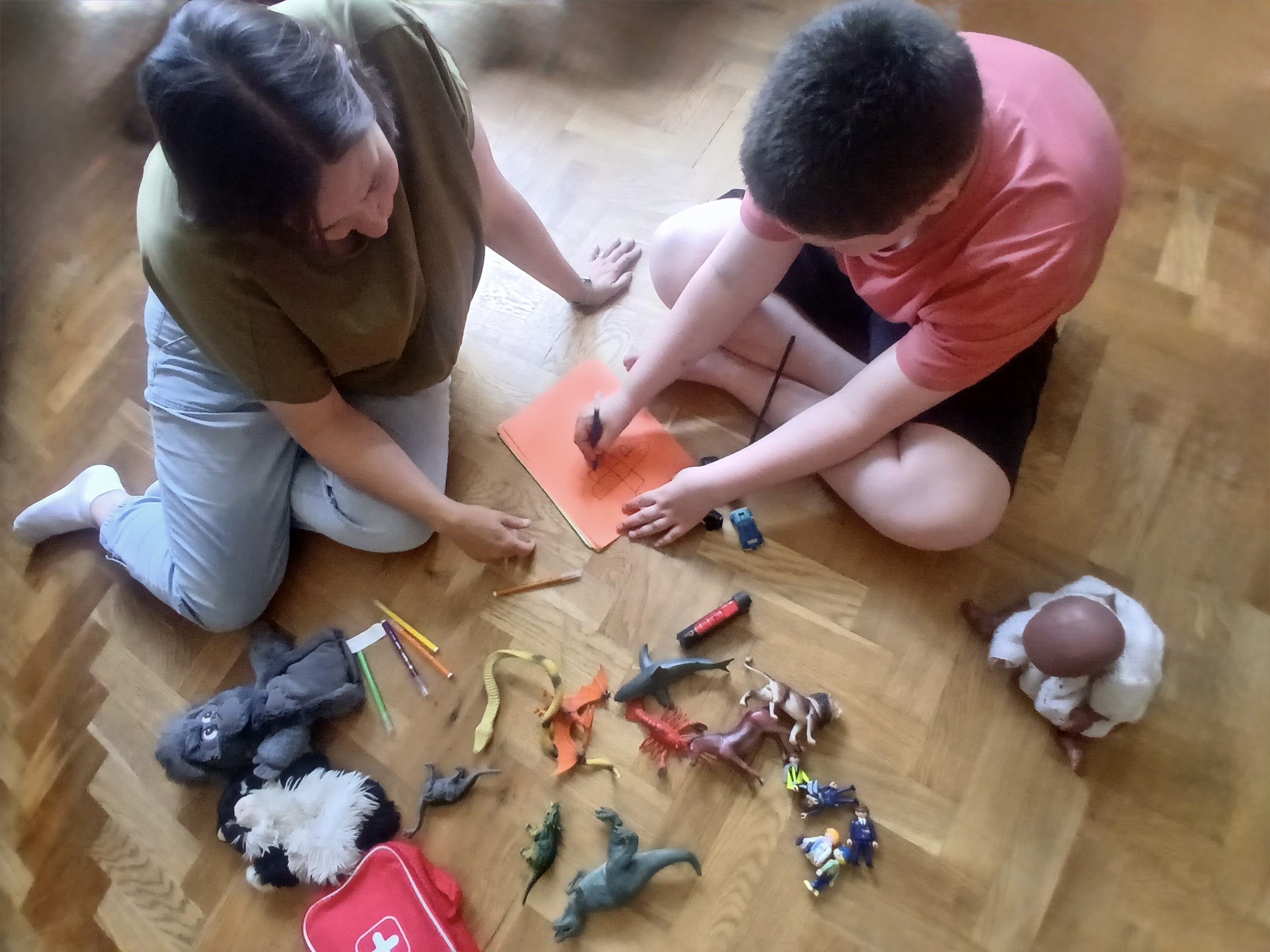 Children engaged in play therapy